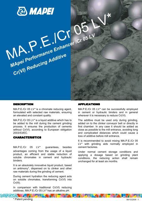 ma.p.e cr 05 lv|MApeiPerformance Enhancer/Cr 05 LV Cr(VI) ReducingAdditive.